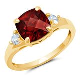 Cushion Cut Three Stone Ring in 10K Gold