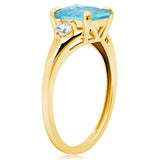 Cushion Cut Three Stone Ring in 10K Gold