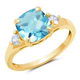 Cushion Cut Three Stone Ring in 10K Gold