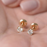 Everyday Solitaire Lab Diamond Studs in 14k Gold, IGI Certified