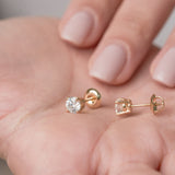 Everyday Solitaire Lab Diamond Studs in 14k Gold, IGI Certified