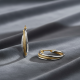 Interlace Two-Tone Gold Hoops in 10k Gold